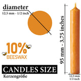 KANEA Premium Beeswax Tree Candles - 3.75 x 0.5 Inches Christmas Candles for Pyramids, Carousels & Chimes - Made in Euro