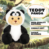 BRUBIES Teddy Panda - 10 Inch Teddy Bear in Panda Costume with Hood - Panda Bear Soft Toy for Cuddly Adventures - Stuffed Animal for Children