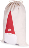 BRUBAKER Christmas Sack Gnome Elf - 31.5 Inches Holiday Gift Bag - Cotton Santa Sack - Gnome with Beard Design