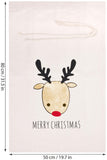 BRUBAKER Christmas Sack Reindeer Gold - Merry Christmas Holiday Gift Bag - Cotton Santa Sack - Reindeer Head Design
