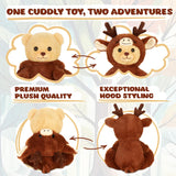 BRUBIES Teddy Deer - 10 Inch Teddy Bear in Deer Costume with Hood - Cuddly Toy for Cosy Adventures - Stuffed Animal for Children