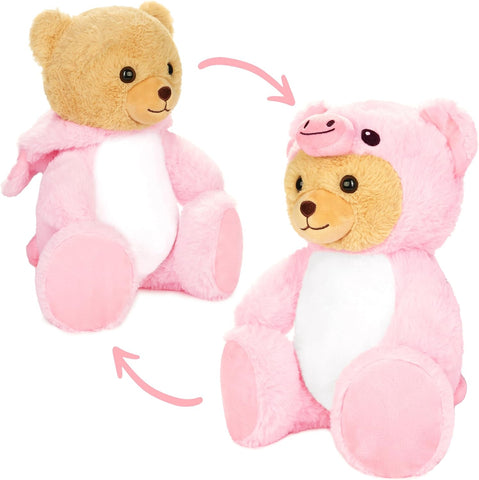 BRUBIES Teddy Pig - 10 Inch Teddy Bear in Pig Costume with Hood - Cuddly Toy for Cosy Adventures - Stuffed Animal for Children