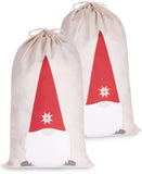 BRUBAKER Christmas Sack Gnome Elf - 31.5 Inches Holiday Gift Bag - Cotton Santa Sack - Gnome with Beard Design