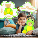 BRUBIES Teddy Frog - 10 Inch Teddy Bear in Frog Costume with Hood - Cuddly Toy for Cosy Adventures - Stuffed Animal for Children
