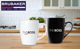BRUBAKER Coffee Mugs The Boss & The Real Boss with Greeting Card - Couple Mug Set Black and White - 10 oz Gift Set in Gi