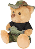 BRUBAKER Teddy Bear Fisherman with Fishing Hat Holding Fish - 10" Stuffed Animal for Outdoor Lovers and Anglers - Soft P