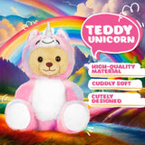 BRUBIES Teddy Unicorn - 10 Inch Teddy Bear in Unicorn Costume with Hood - Cuddly Toy for Cosy Adventures - Stuffed Animal for Children