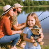 BRUBAKER Teddy Bear Fisherman with Fishing Hat Holding Fish - 10" Stuffed Animal for Outdoor Lovers and Anglers - Soft P