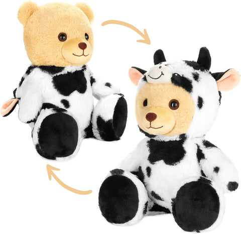 BRUBIES Teddy Cow - 10 Inch Teddy Bear in Cow Costume with Hood - Cuddly Toy for Cosy Adventures - Stuffed Animal for Children