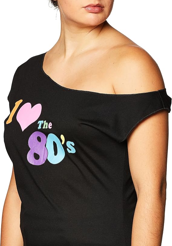 I Love The 80s Shirt, Black, Adult - Medium/Large (10-14)