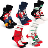BRUBAKER 5 Pairs of Christmas Socks - Cool Santa - Funny Colorful Footwear for Men - Sock Set - Santa Claus Cotton - 8-1
