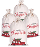 BRUBAKER Christmas Sack Christmas Car - Merry Christmas Holiday Gift Bag - Cotton Santa Sack - Gnome Family Design