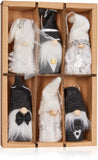 BRUBAKER Wedding Decoration Figures - Set of 6 Gnome Pendants made of Wood and Rope with Suit and Wedding Dress - Gift T