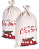 BRUBAKER Christmas Sack Christmas Car - Merry Christmas Holiday Gift Bag - Cotton Santa Sack - Gnome Family Design