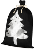 BRUBAKER Christmas Sack Black with Silver Tree - 31.5 Inches Holiday Gift Bag - Jute Santa Sack with Drawstring