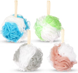 BRUBAKER 4-Piece Bath Sponge Set - 1.76 oz Exfoliating and Massage Shower Loofahs - Gentle Scrub Sponges for Bathing - P