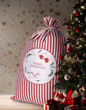 BRUBAKER Christmas Sack Merry Christmas Red & White - 31.5 Inches Holiday Gift Bag - Cotton Santa Sack for Gifts