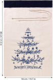 BRUBAKER Christmas Sack Blue Tree - 31.5 Inches Holiday Gift Bag - Cotton Santa Sack - Decorated Christmas Tree Design