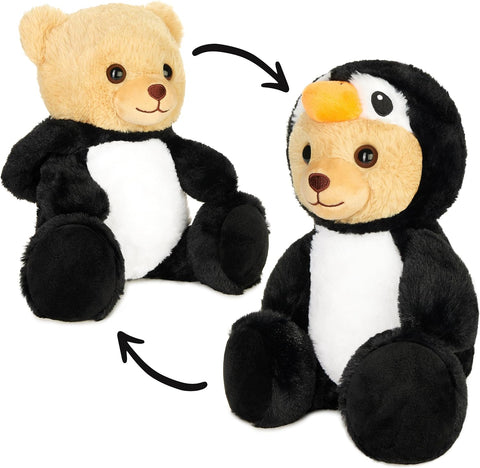 BRUBIES Teddy Penguin - 10 Inch Teddy Bear in Penguin Costume with Hood - Cuddly Toy for Cosy Adventures - Stuffed Animal for Children