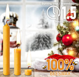 KANEA Premium Beeswax Tree Candles - 3.75 x 0.5 Inches Christmas Candles for Pyramids, Carousels & Chimes - Made in Euro
