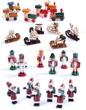 BRUBAKER 24-Pieces Mixed Tree Ornaments Set - Trains, Nutcrackers, Santa Claus & Sleds - Hanging Figurines