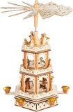BRUBAKER Christmas Pyramid, 3-Tier, Rotating, Wooden, 18 Inch, Brown