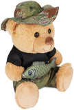 BRUBAKER Teddy Bear Fisherman with Fishing Hat Holding Fish - 10" Stuffed Animal for Outdoor Lovers and Anglers - Soft P