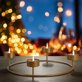 BRUBAKER Advent Wreath - Candle Holder for 4 Pcs Tealights - 10.4 inches Advent Wreath Tealight Holder with Ring Design - Metal Decoration for Christmas Festival, Home Party and Church Decor - Gold
