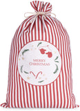 BRUBAKER Christmas Sack Merry Christmas Red & White - 31.5 Inches Holiday Gift Bag - Cotton Santa Sack for Gifts