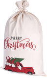 BRUBAKER Christmas Sack Christmas Car - Merry Christmas Holiday Gift Bag - Cotton Santa Sack - Gnome Family Design