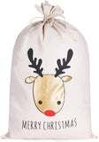 BRUBAKER Christmas Sack Reindeer Gold - Merry Christmas Holiday Gift Bag - Cotton Santa Sack - Reindeer Head Design