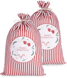BRUBAKER Christmas Sack Merry Christmas Red & White - 31.5 Inches Holiday Gift Bag - Cotton Santa Sack for Gifts
