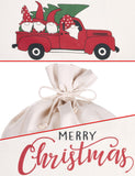 BRUBAKER Christmas Sack Christmas Car - Merry Christmas Holiday Gift Bag - Cotton Santa Sack - Gnome Family Design