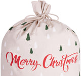 BRUBAKER Christmas Sack Merry Christmas - Tree Forest with Red Car - 31.5 Inches Holiday Gift Bag - Cotton Santa Sack