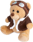 BRUBAKER Teddy Bear Pilot with Vintage Aviator Glasses - Brown - 10 Inches Cuddly Toy in Uniform - Military Plush Bear