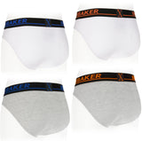 BRUBAKER Men's Underwear - 4 Pack Classic Briefs with Stretch Waistband - Comfort and Soft - Tag-Free Cotton Briefs