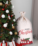BRUBAKER Christmas Sack Christmas Car - Merry Christmas Holiday Gift Bag - Cotton Santa Sack - Gnome Family Design