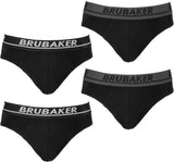BRUBAKER Men's Underwear - 4 Pack Classic Briefs with Stretch Waistband - Comfort and Soft - Tag-Free Cotton Briefs