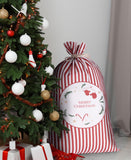 BRUBAKER Christmas Sack Merry Christmas Red & White - 31.5 Inches Holiday Gift Bag - Cotton Santa Sack for Gifts