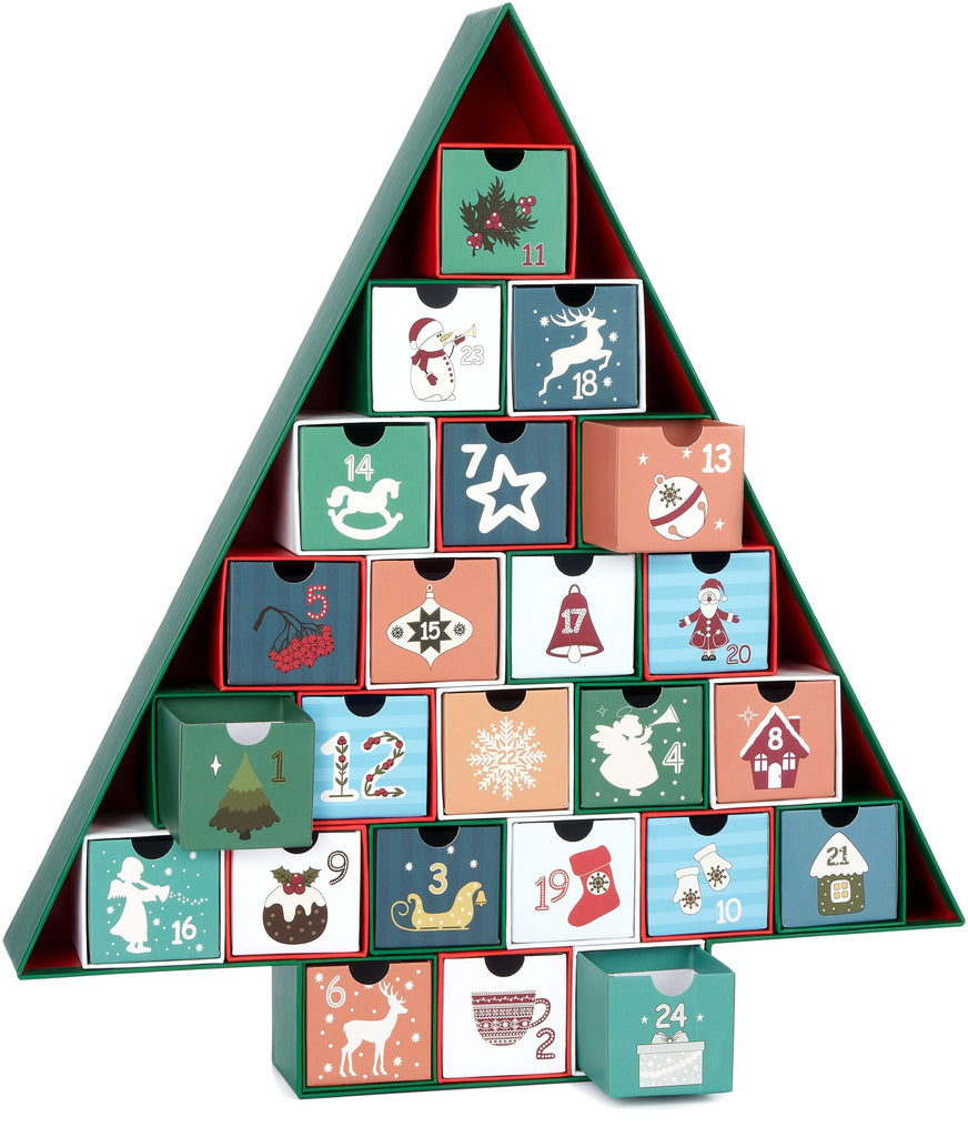 BRUBAKER Christmas Tree 2024 Advent Calendar - DIY Fillable Christmas Countdown with 24 Doors for Gifts, Candy, and Surp