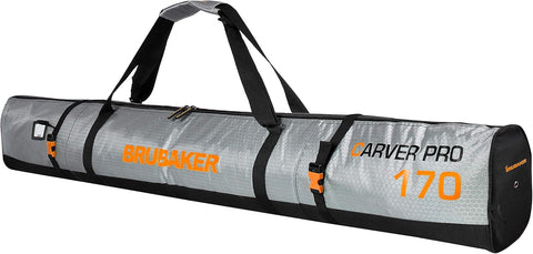 BRUBAKER CarverTec Pro Ski Bag for 1 Pair of Skis and Poles - Silver Orange