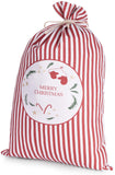 BRUBAKER Christmas Sack Merry Christmas Red & White - 31.5 Inches Holiday Gift Bag - Cotton Santa Sack for Gifts