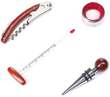 BRUBAKER 5 Pcs Bar Accessory Kit in Wooden Wine Box - 4 Wine Serving Tools in Stainless Steel - Incl. Waiter Knife + Spo