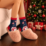 BRUBAKER 5 Pairs of Socks for Women – Penguin, Santa Claus & Snowman – Colorful Funny Christmas Footwear – Size 1-5 US