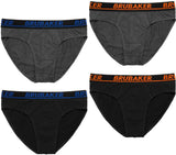 BRUBAKER Men's Underwear - 4 Pack Classic Briefs with Stretch Waistband - Comfort and Soft - Tag-Free Cotton Briefs