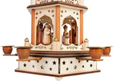 BRUBAKER Christmas Pyramid, 3-Tier, Rotating, Wooden, 18 Inch, Brown