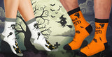 BRUBAKER 5 Pairs of Halloween Socks - Funny Cotton Socks with Pumpkin, Skeleton & Ghost - Colorful Set for Women & Men -