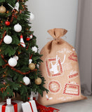 BRUBAKER Large Christmas Sack - Santa Express Stamps Gift Bag - 31.5 Inches Holiday Sack - Merry Christmas Design