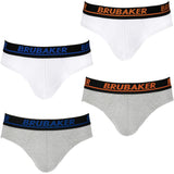 BRUBAKER Men's Underwear - 4 Pack Classic Briefs with Stretch Waistband - Comfort and Soft - Tag-Free Cotton Briefs