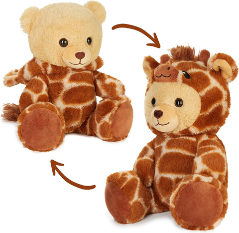 BRUBIES Teddy Giraffe - 10 Inch Teddy Bear in Giraffe Costume with Hood - Cuddly Toy for Cosy Adventures - Stuffed Animal for Children